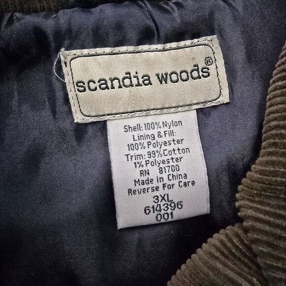 Scandia Woods Men's 3XL Quilted‎ Nylon Puffer Vest Black Brown Trim 4199 - Picture 7 of 8
